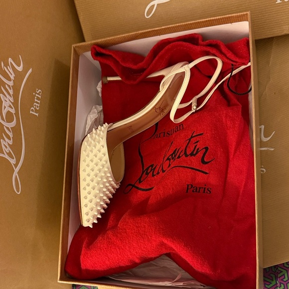 Christian Louboutin Baila Spike 100 kid neige/neige . - Picture 9 of 12